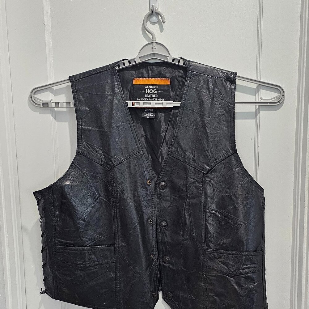Women's Black Leather Vest